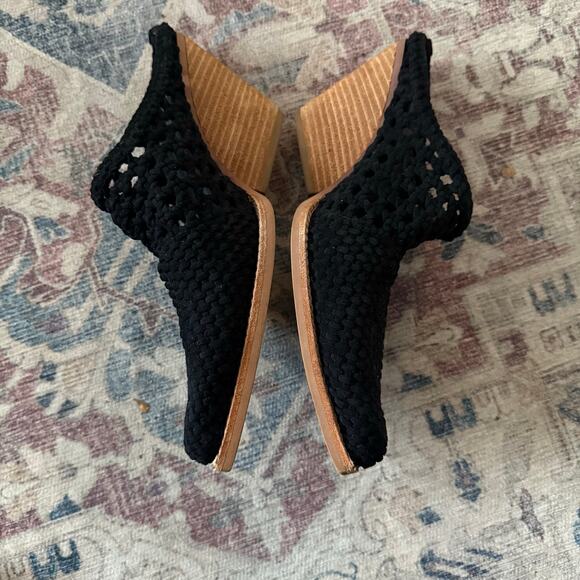 Jeffrey Campbell Leone Suede Woven Mules Black Slip On Shoes Size 10 - Picture 3 of 9